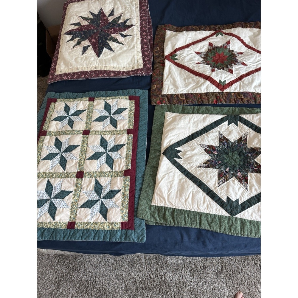Vintage Quilted Pillow Shams 20 X 26 Cutter Material ?